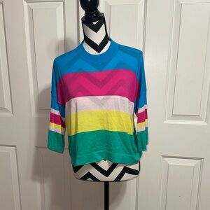 Cotton by Autumn Cashmere Colorful Striped Cropped Sweater